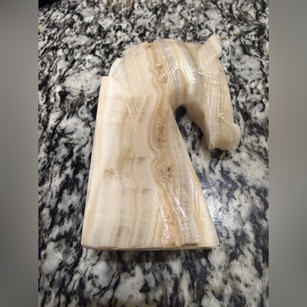 🐴 Vintage Onyx Elegant Tan Horse book end - Picture 3 of 7